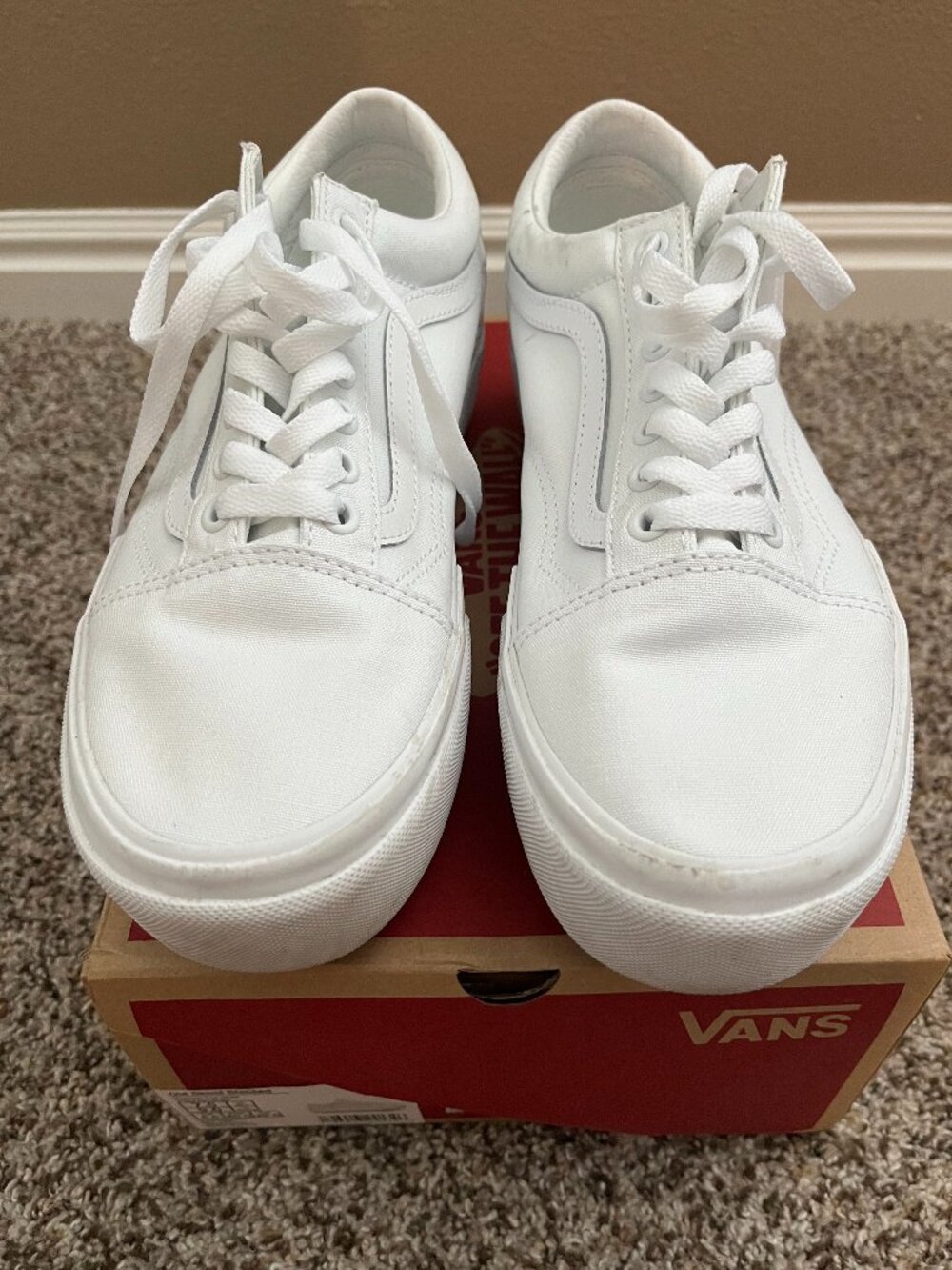 Vans Old Skool Stacked Canvas Sneakers – True White – Women’s 9